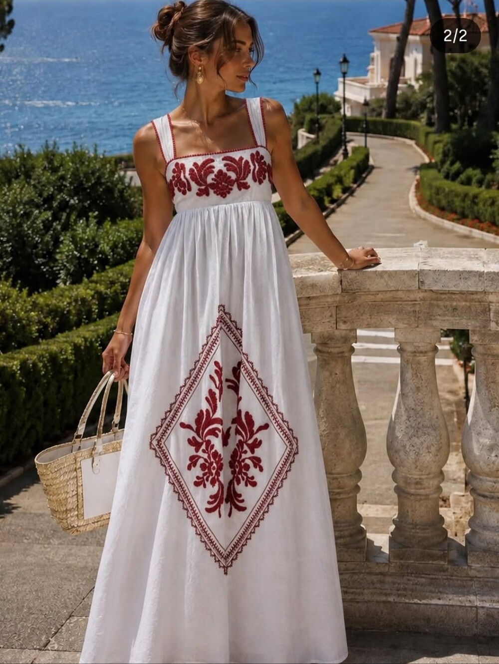 ZARA EMBROIDERED TEXTURED MIDI DRESS